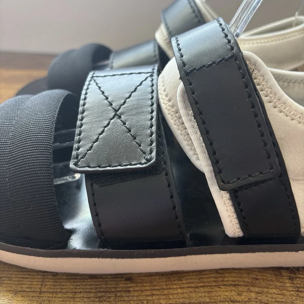 Proenza Schouler Womens Sandal 7 Black 37 Leather Neoprene Strappy Dad New‎